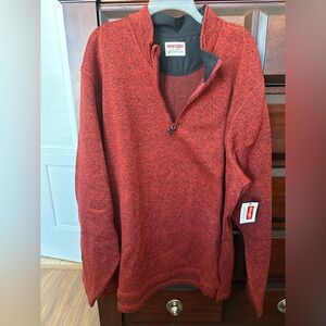 Wrangler Men's 3XL 1/4 Zip Sweatshirt Pullover Sweater New With Tags Rust/Black